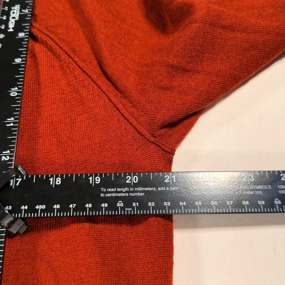 Banana Republic Sweater Mens L Rust Orange 100% Merino Wool Crewneck Raglan